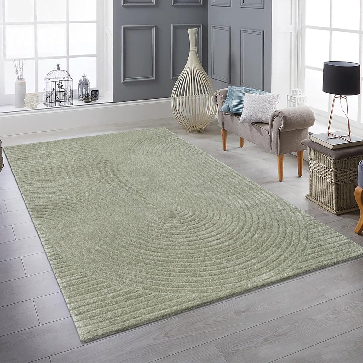 Modern Geometrisch Vloerkleed Groen - Rechthoekig