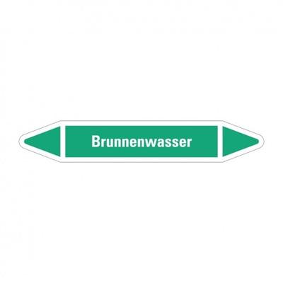 Aufkleber I RKZ-Etikett Brunnenwasser, grün/weiß, für Ø 25-40mm, 154x26mm, 5/Bogen