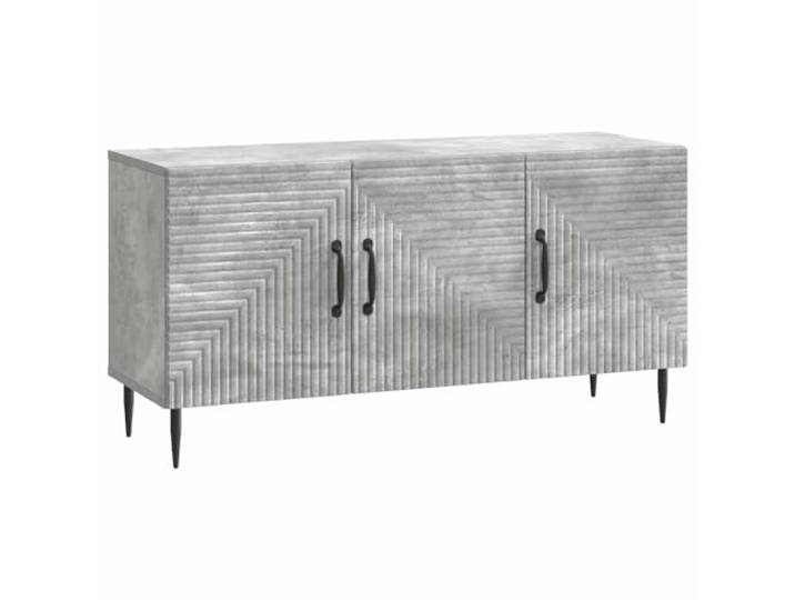 Todiikf TV Lowboard Betongrau 99x34,5x50cm TV-Schrank Holzwerkstoff Stilvolle Mediakonsole in Beton-Optik mit Metallbeinen und Klapptür für aufgeräumte Wohnzimmer und Schlafzimmer.