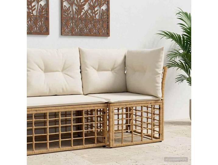 vidaXL Modulares Outdoor-Ecksofa Natur Poly-Rattan