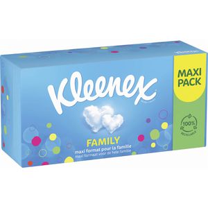Kleenex Kosmetiktücher Family Box, Maxi Pack, 2-lagig, Tissue, weiß, 128 Tücher