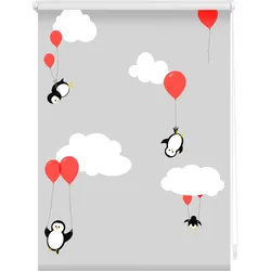 Lichtblick Rollo Klemmfix, ohne Bohren, blickdicht, Pinguine - Rot