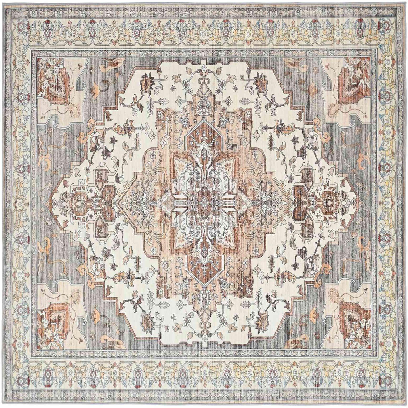 vidaXL Tapis ORIZ Marron 240 x 240 cm 100 % polyester