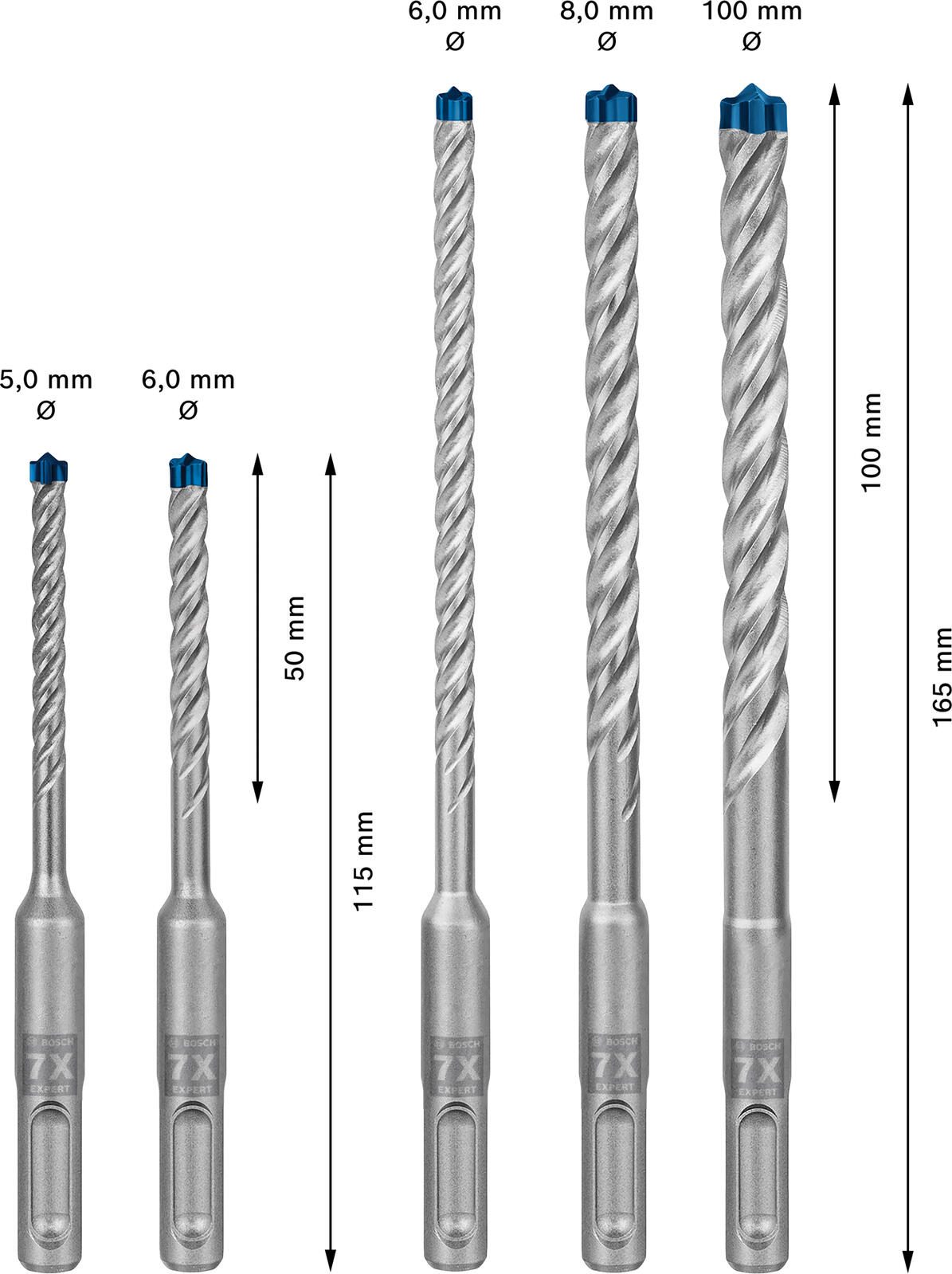 BOSCH Hammerbohrer-Set Expert SDS plus-7X Set 5-teilig 2608900197
