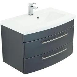 Posseik Badmöbel Waschtisch Luna 80 mit runder Front anthrazit seidenglanz