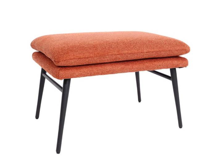 Tabouret HWC-L62 - Pouf repose-pieds Ottomane Pouf rembourré - 38x56x40cm tissu/textile - terrecuite-brun