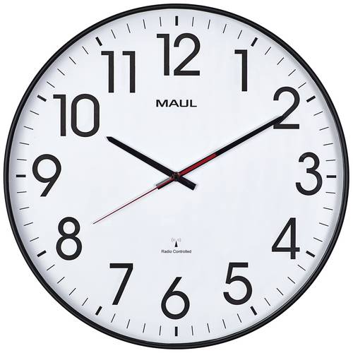 Maul 9054890 Funk Wanduhr 47.7cm x 54mm Schwarz Leisegang-Uhrwerk