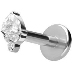 Titan Labret mit Innengewinde EINGEFASSTE KRISTALLE