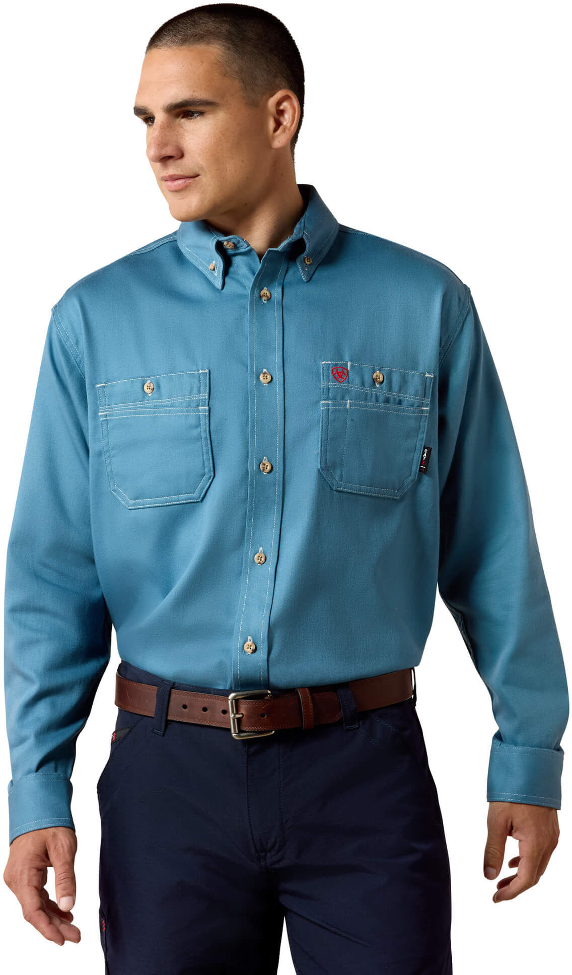 Men's Flame-Resistant Vented Work Shirt in Steel Blue, Size: Medium by Ariat