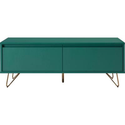 Lowboard SALESFEVER "Bolton - TV-Kommode in schlichter Eleganz", grün (grün, gold), B:120cm H:45cm T:40cm, MDF, Metall, Sideboards, Lowboard, Kommode, Haarnadelbeine aus Metall mit Messinglegierung