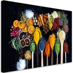 BILD AUF LEINWAND Kräuter Gewürze für die Küche 90x60cm