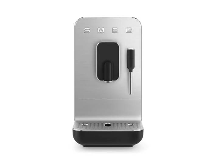 Smeg, Automatische Espressomaschine BCC12BLMEU, Dampffunktion, Integrierte Kaffeemühle, Thermoblock-System, 1,4-Liter-Tank, Herausnehmbare Tropfschublade, Kompakte Größe, 1350 W, Schwarz
