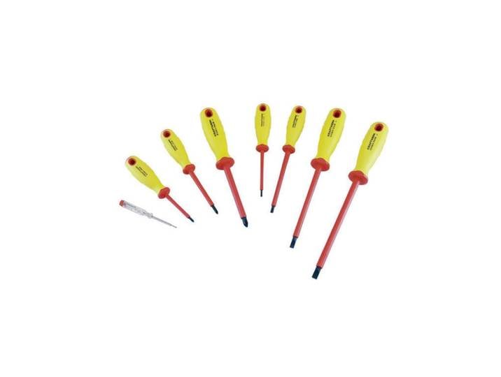 Schraubendreher KRAFTWERK für Elektriker 8-teilig , gelb (gelb, rot), Stahl, Schraubendreher, Schraubendreher