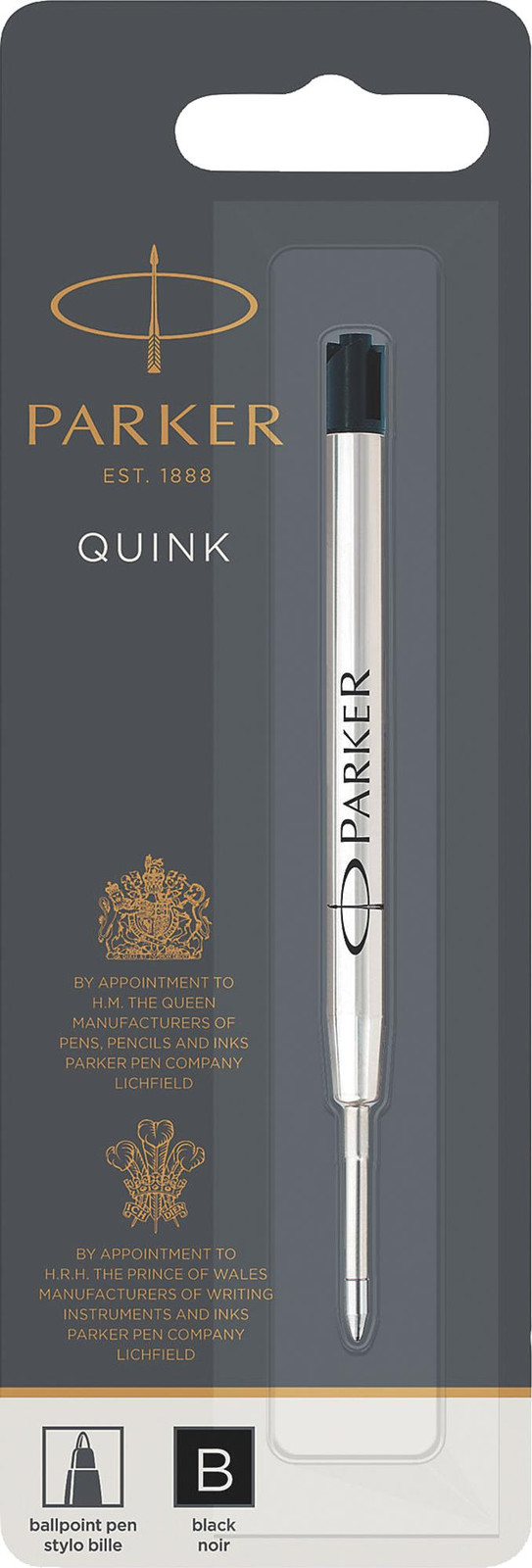 Parker QUINK Kugelschreibermine S0168900, B, zwart, 12 stuks