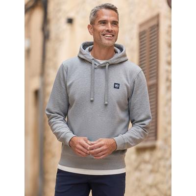 Hoodie LERROS "Sweat Hoodie", Herren, Gr. M, grau (platinum grau melange), 50% Baumwolle, 50% Polyester, Sweatshirts Hoodie, Weicher Hoodie, Kapuze mit Tunnelzug, dezentes Logo, REGULAR FIT