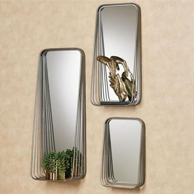 Touch of Class Braddox Mirrored Wall Shelves Gun Metal Set of Three, Set of Three, Gun Metal