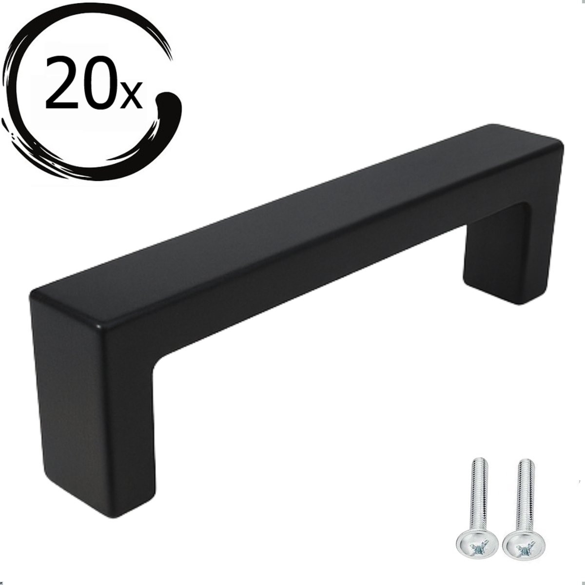 20x By MJM Handgrepen Zwart RVS - Boormaat 160mm - Meubelgrepen en Handvatten voor Keukenkastjes en Deurtjes