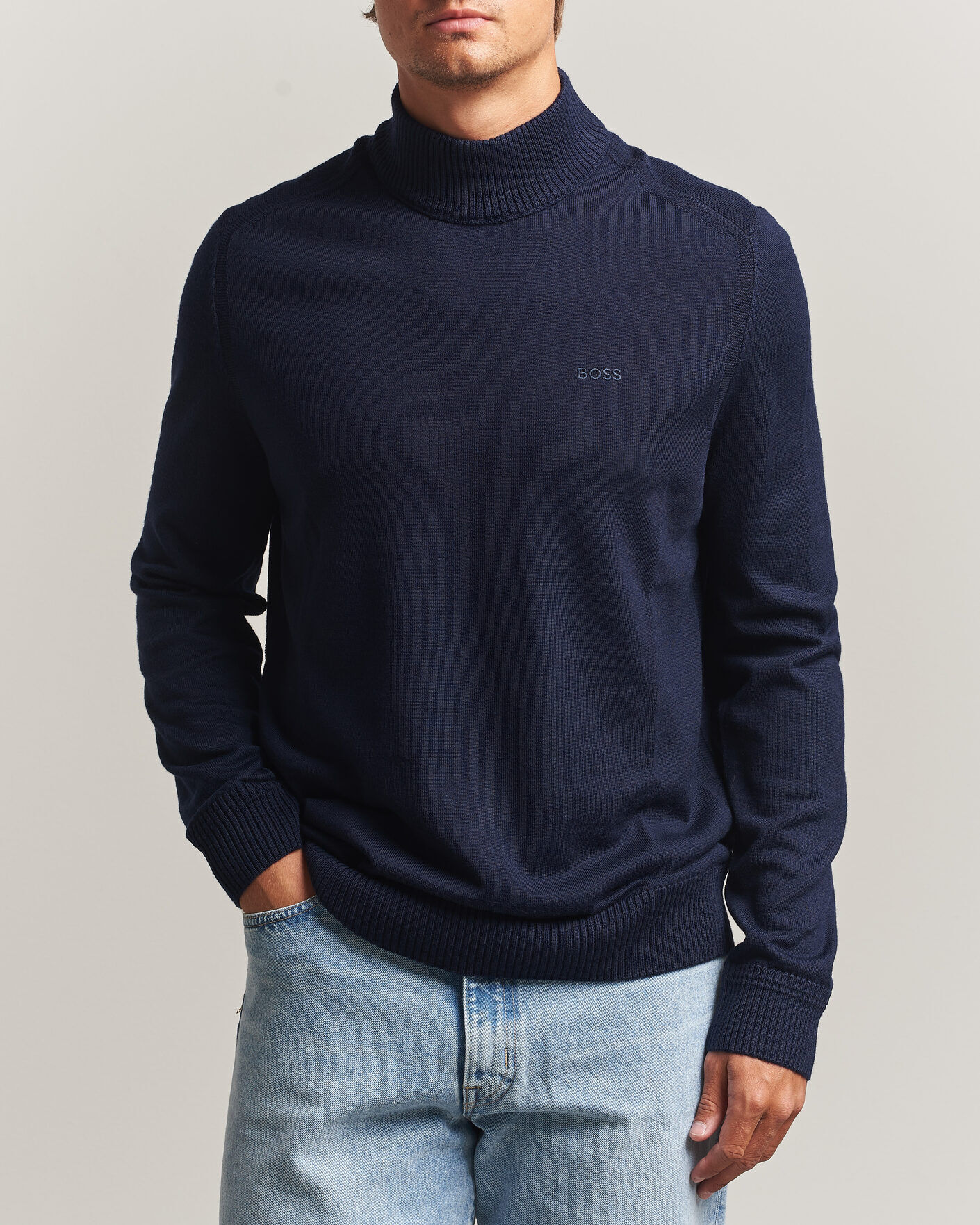 Boss ORANGE Avac Knitted Turtleneck Dark Blue men XL Blå