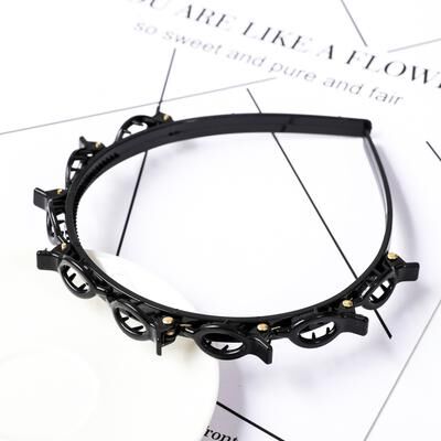 Fusion Finds Elegant Pearl Headband Double Layer Braided Headband For Women Fashion Hair Hoop 1 Black