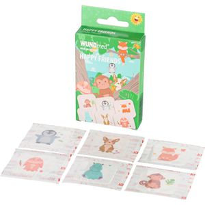 WUNDmed Pflaster Happy Friends, 10 Strips, wasserfest, atmungsaktiv, 3,8 x 3,8cm