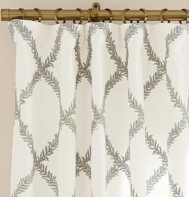 "Lucian Embroidered Trellis Drapery Panel - Spa, 50""W x 84""L - Ballard Designs"