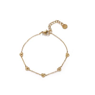 Armband FIRETTI "Schmuck Geschenk Edelstahl Armschmuck Ankerkettenglieder Herz Liebe", gold (gelbgoldfarben), Armbänder, Damen, 20cm, Edelstahl, Armband