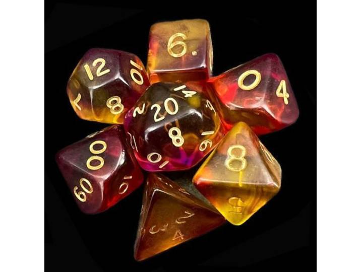 Blitz - Dobbelstenen Set - 7-delig - Paars/Geel