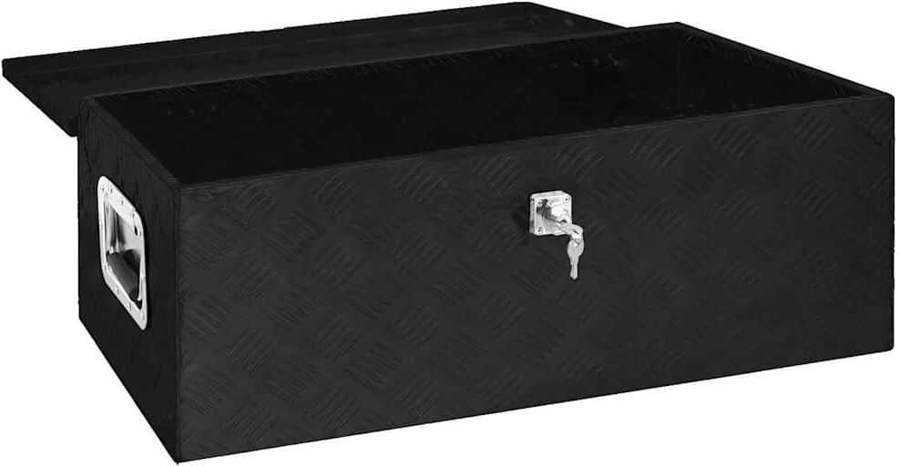 vidaXL Boîte de rangement Noir 80x39x30 cm Aluminium