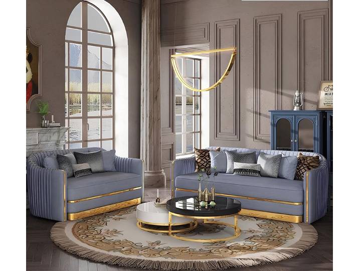 Xlmoebel Polstergarnitur Luxuriöse Textil-Sofa-Garnitur im eleganten Design, (Polstergarnitur, 2-tlg., Sofagarnitur 3+2+2), Hergestellt in Europa