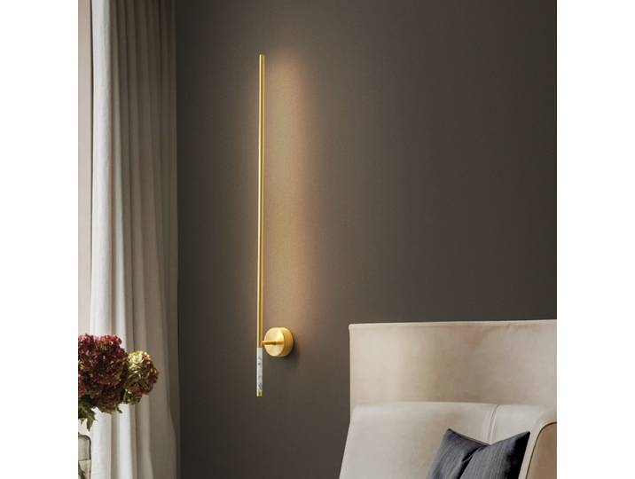 Nordic Copper Wall Lamp LED Simple Strip Sconce Bedroom Living Room Loft Stair Hotel Indoor Bar Wall light Home Decor Fixtures