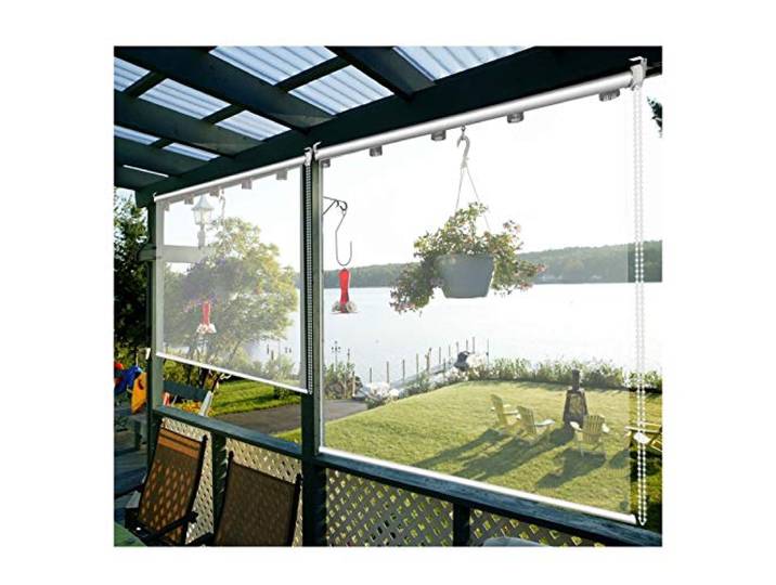JLXJ PVC Rollos Balkon Fenster PVC-Rollläden mit Armaturen, Wasserdicht Transparent Horizontale Rollo-Jalousie für Außen Pavillon Büro (Color : W×H, Size : 125×240cm(49.2 ×94.4 ))