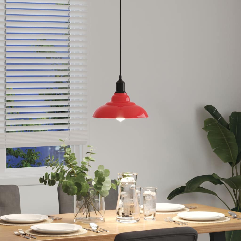 vidaXL Lámpara colgante regulable en altura E27 rojo brillante Ø 31cm Rojo