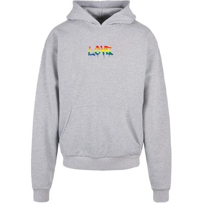 Kapuzenpullover MERCHCODE "Merchcode Love TeddyOversized Hoody", Herren, Gr. XXL, grau, 100% Baumwolle, mehrfarbig, oversize, ohne Ausschnitt, Pullover Kapuzenpullover