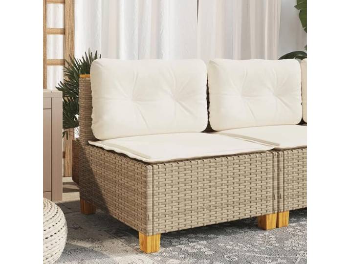 Canapé de jardin sans accoudoirs coussins beige résine tressée canapé d'extérieur sièges de jardin 365907