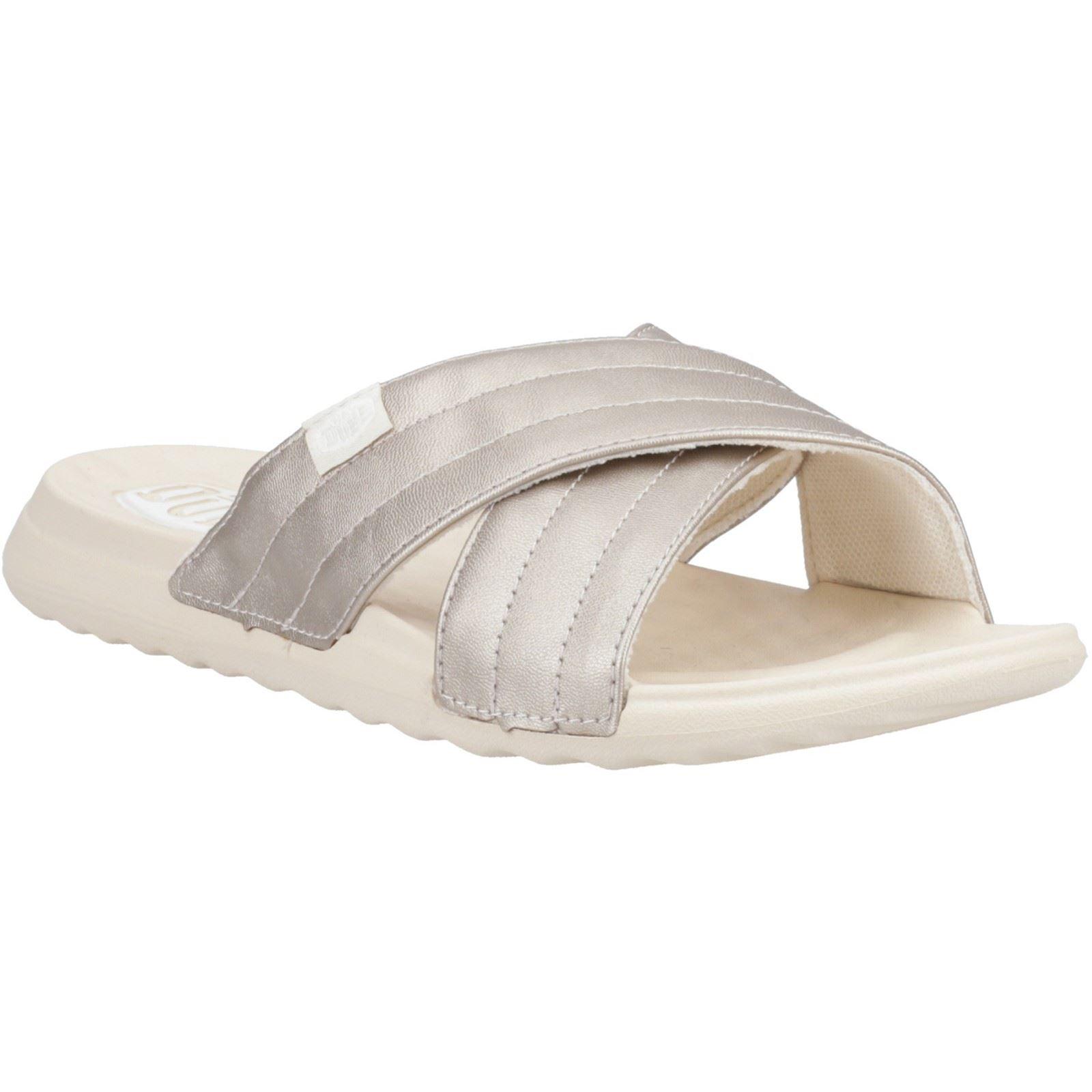 HEYDUDE Christi Slide Distressed Polyurethaan Vrouwen Metallic Sandalen
