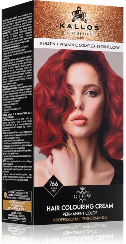 Kallos Glow Lasting Cream Colour coloration cheveux permanente teinte Rubin Red 60 ml