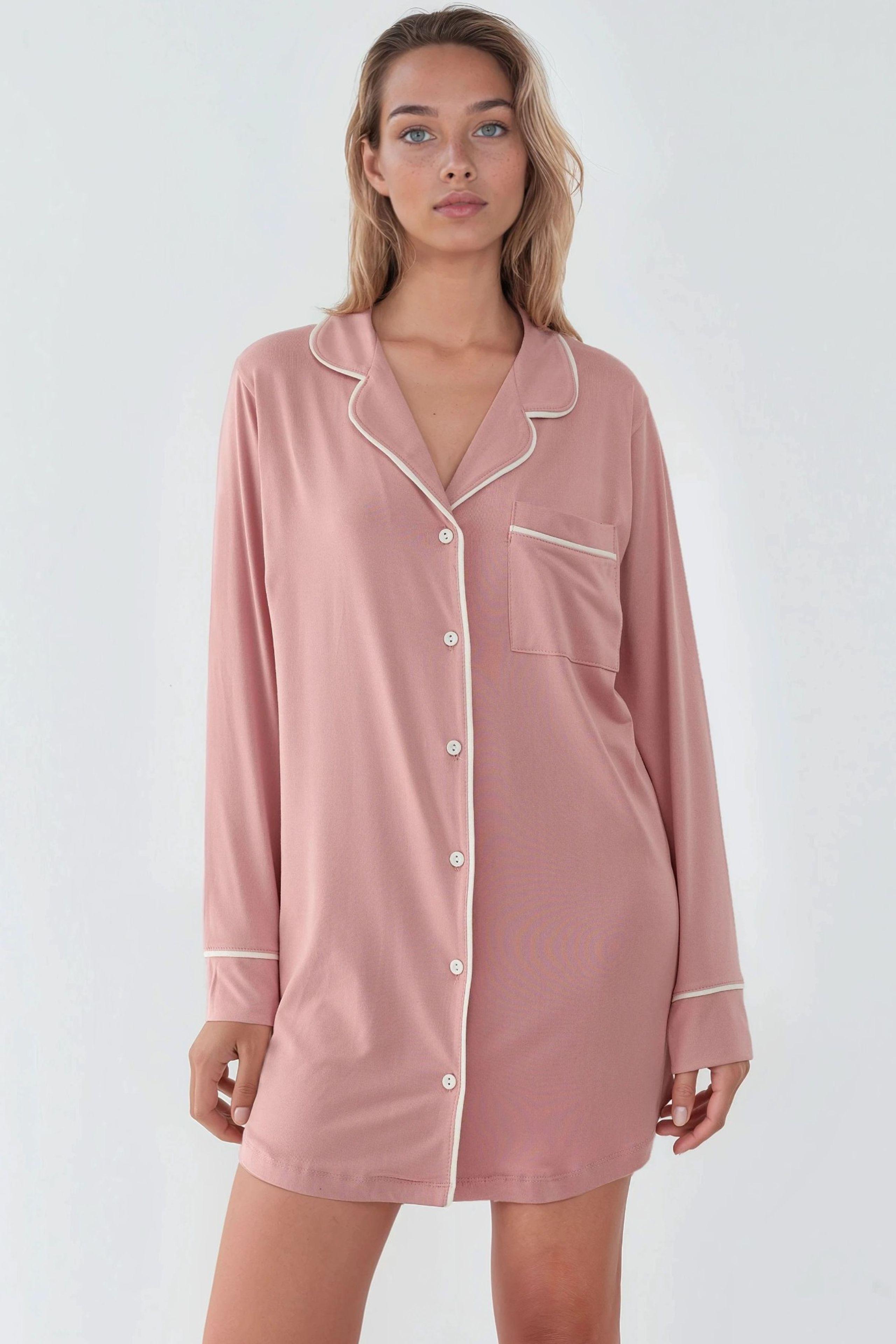 Extra weiches Touch entspanntes Mini-Lounge-Kleid mit Hemdkragen