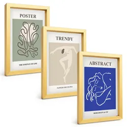 BILDER SET 3er Set - 20x30 cm Goldrahmen - Henri Matisse Pastellgrafiken
