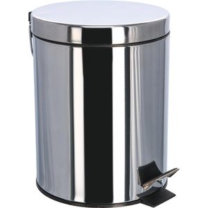 MSV Mülleimer 100438, silber glänzend, Kosmetikeimer aus Edelstahl, 5 Liter
