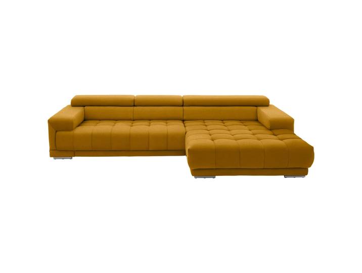 Beldomo Speed Ecksofa, Currygelb, Metall, 4-5-Sitzer, Ottomane rechts, L-Form, 335x190 cm, Goldenes M, Typenauswahl, Stoffauswahl, seitenverkehrt erhältlich, Rücken echt, Wohnzimmer, Sofas & Couches, Wohnlandschaften, Ecksofas