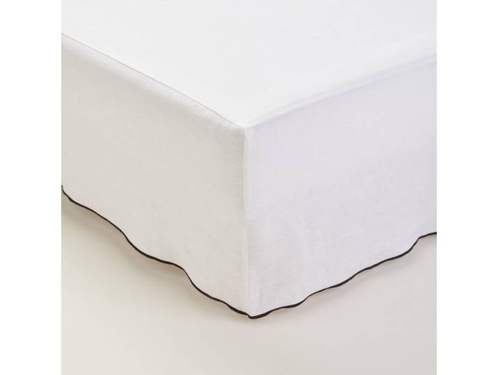 Cache sommier en lin blanc 90x200 cm
