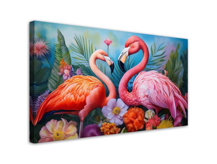 Feeby Leinwandbild Flamingos, Vögel, exotische Tiere 80x40cm, Pink, Rechteckig, 80x40 cm, Bilder & Rahmen, Bilder, Leinwandbilder