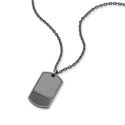 Kette mit Anhänger POLICE "Identity Dog Tag", schwarz (gunfarben), Halsketten, Herren, Edelstahl, L: 55 B: 2,5mm, B:2,5mm
