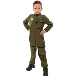 Kampfflieger-Overall für Kinder, olivgrün