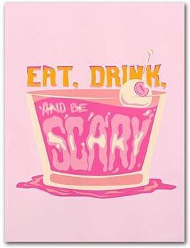 Uplift Treasures Retro Pink Cocktail Fruit Canvas Wall Art 1 a3 11.816.5 In no Frame