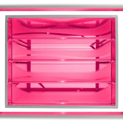 Exacompta 228654D 1x ECOBOX Schubladenbox mit 4 Laden - Himbeerfarben