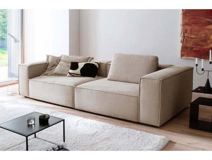 KAWOLA Sofa CARMO, Sofa Couch Feincord verschiedene Farben 306x118 cm