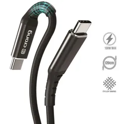 Crong Armor Link - 100W PD 5A USB-C für USB-C Kabel 120cm (schwarz)