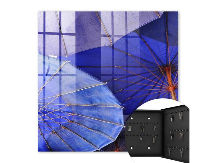 SCHLÜSSELBOX Schwarz 30x30 cm- Türöffnung nach rechts - Blaue Regenschirme