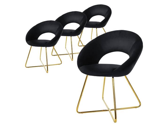 ESSZIMMERSTUHL 4er Set Samt schwarz